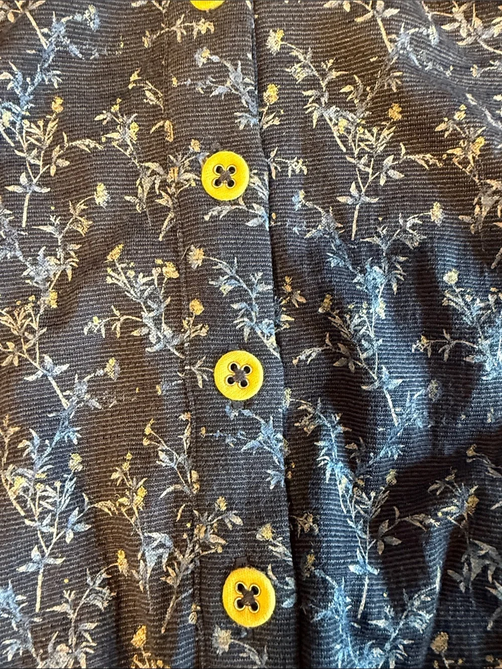 Matilda Jane Navy Floral Button-Up Tiered Dress with Yellow Accents